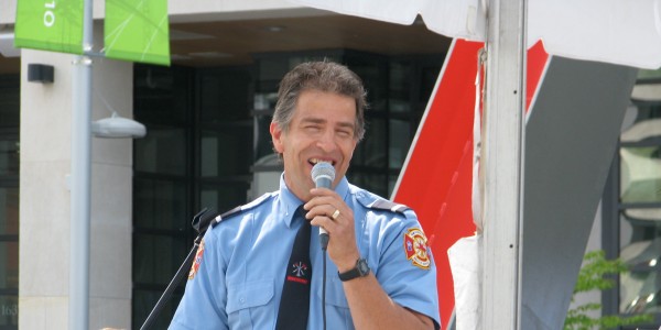 Vancouver Fire and Rescue Services Lieutenant Dan belts out a Frank Sinatra tune at an official City of Vancouver event, Spring 2010.